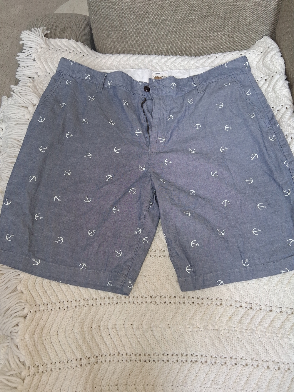Dockers Blue Anchor-Print Flat Front Shorts